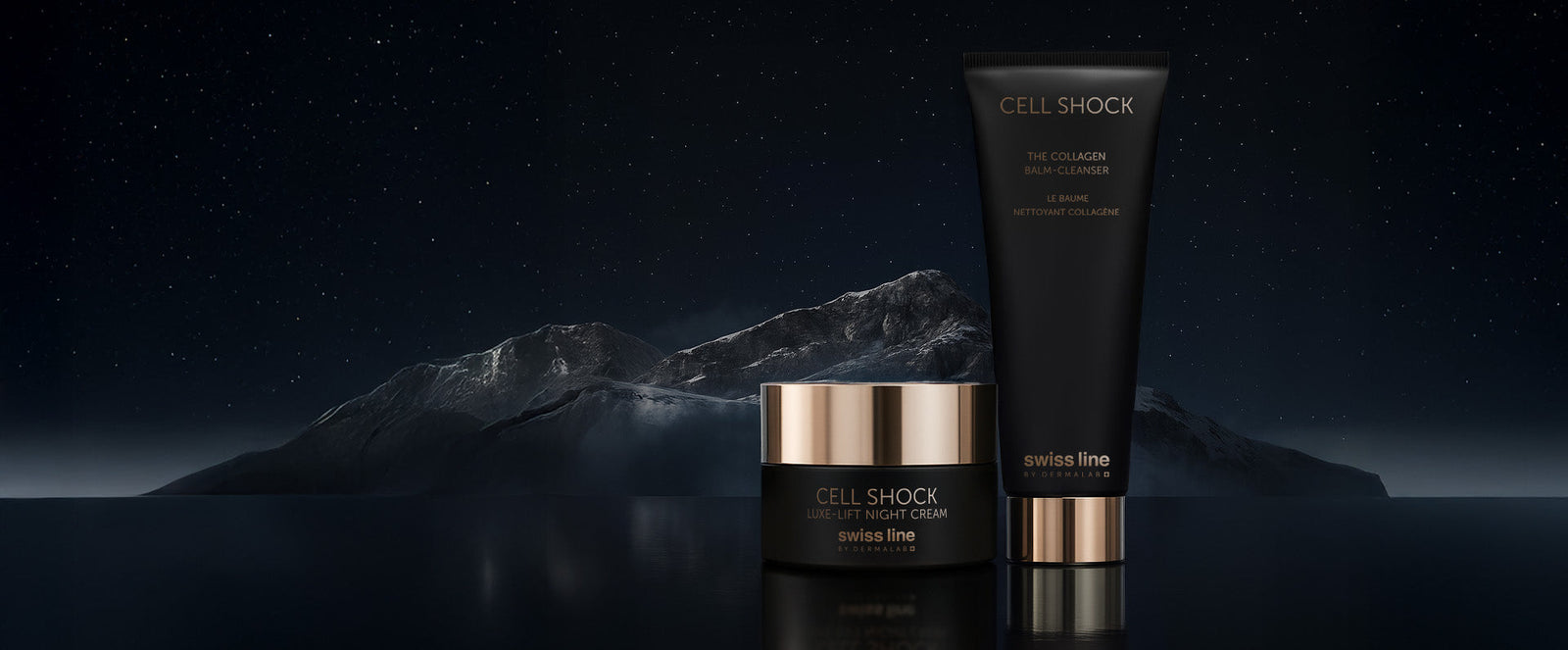 Two Swissline products against black background