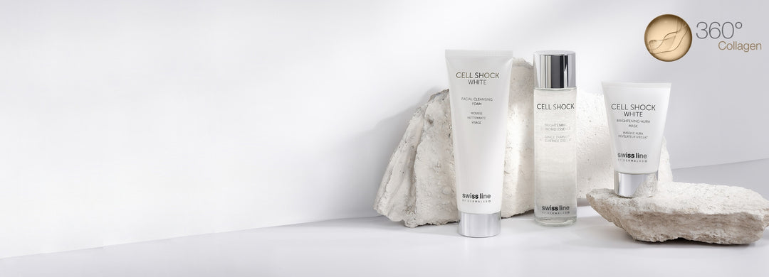 Die Produkte von Cell Shock White tauchen die Haut in einen Heiligenschein aus Licht und verleihen ihr eine unvergleichliche Ausstrahlung. Peptide, stabilisiertes Vitamin C, Arbutin und Glutathion, sowie ECHTE Diamanten.