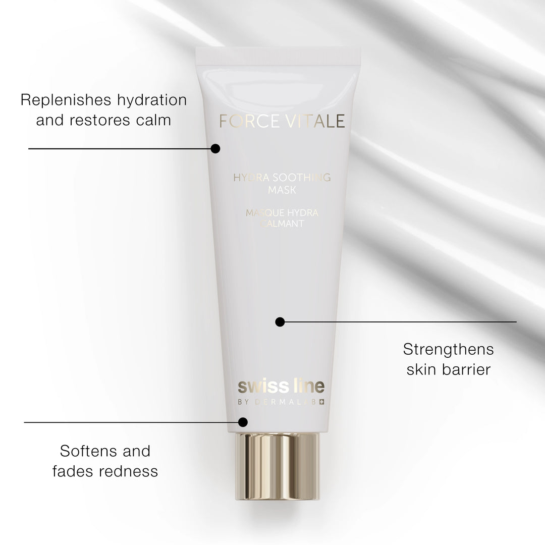 Swissline Force Vitale mask tube with text on a white background
