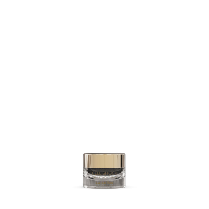 Skincare jar with gold lid on a white background